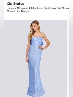 City Studios Strapless Light Blue Glitter Lace Mermaid Gown